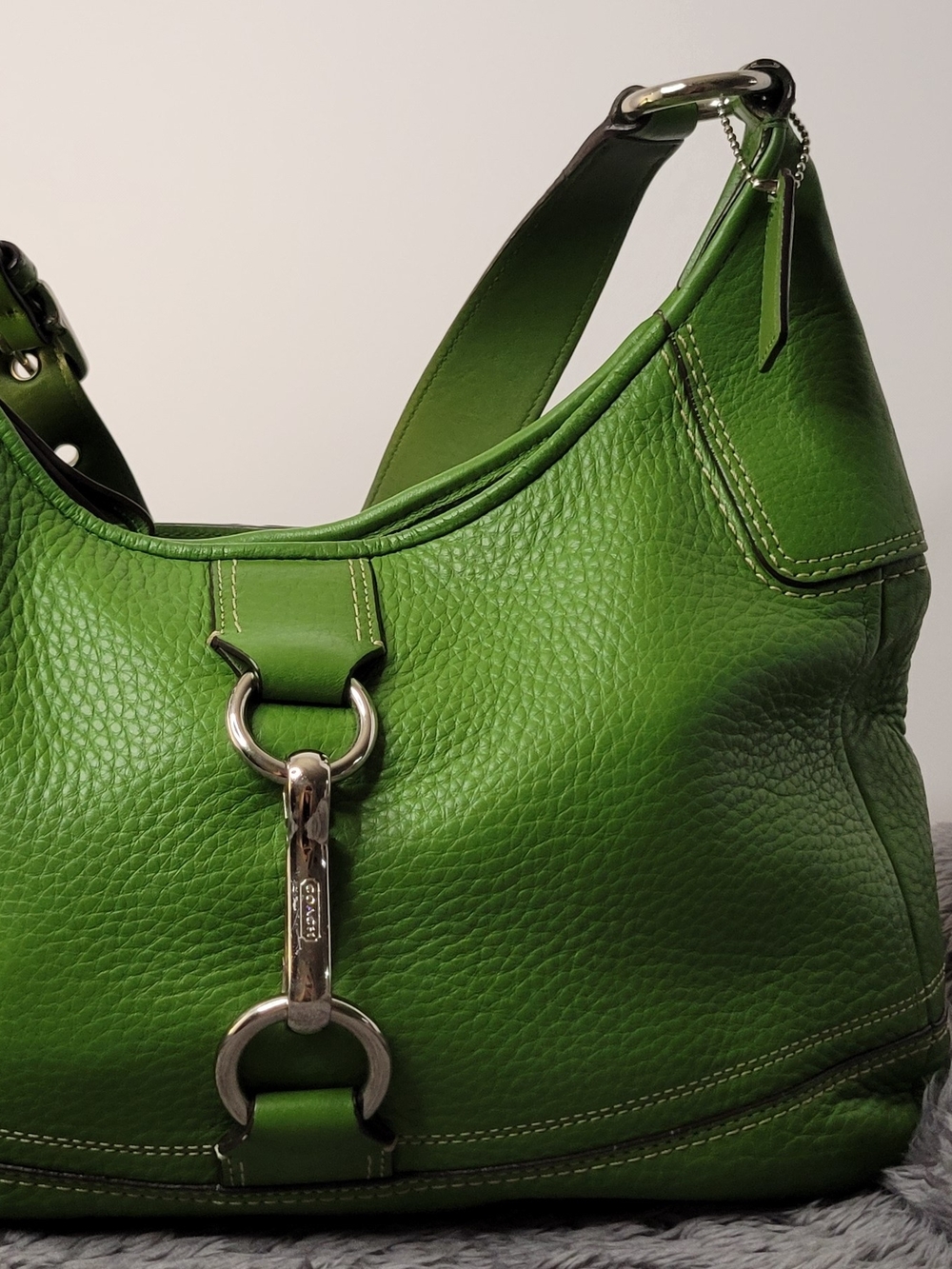 Coach Green Pebbled Leather Hobo Bag
